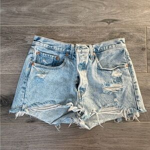 Levi's Light Blue Distressed Jean Shorts